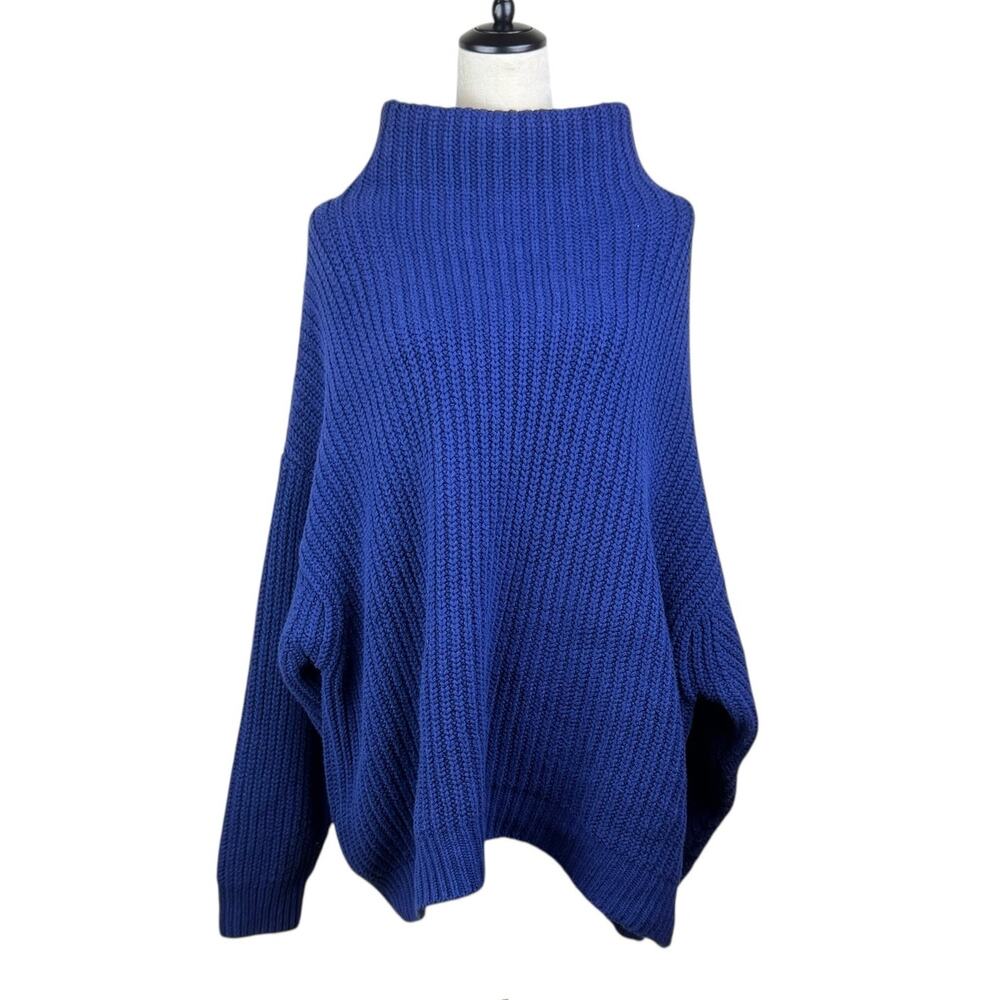 Free People Electric Blue Oversized Turtleneck Sweater